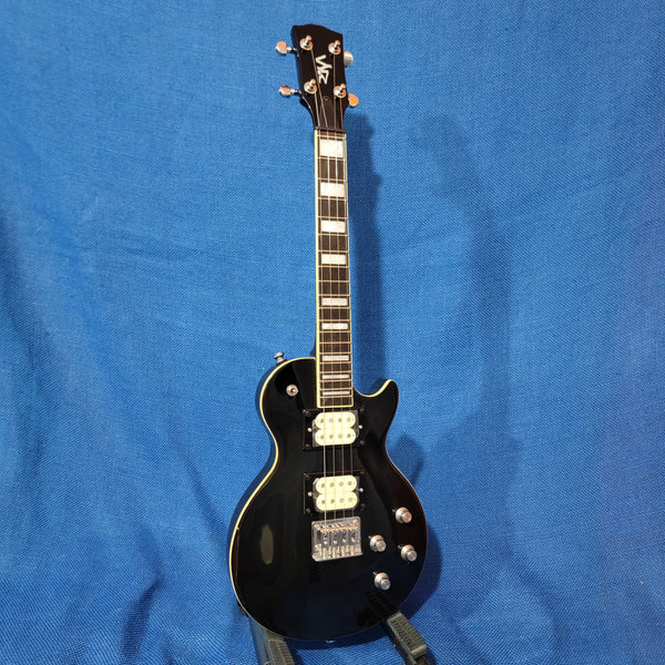 Risa Soprano LP Les Paul Style Black Steel String UKELP363BK Solid Body Electric Ukulele h038