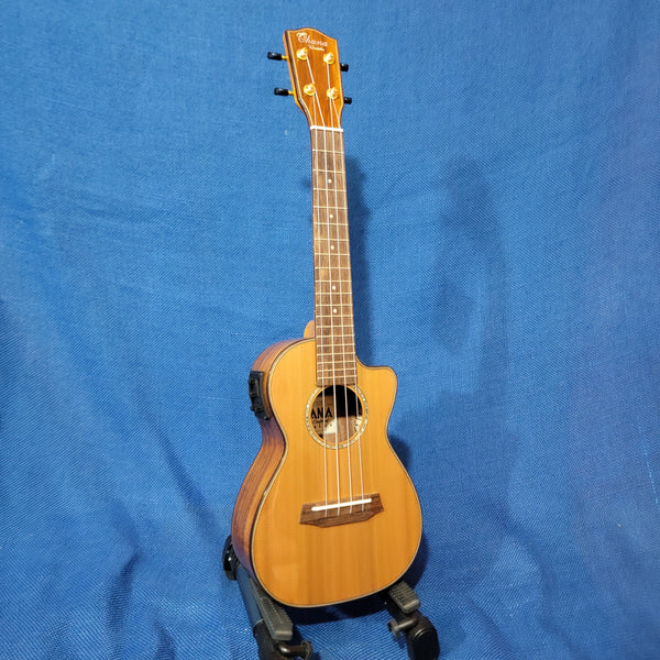 Ohana Concert CK-260GCE All Solid Cedar / Acacia A/E Cutaway Ukulele h046