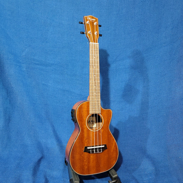 Ohana Concert CK-35GCE All Solid Mahogany Gloss Cutaway A/E Ukulele h053