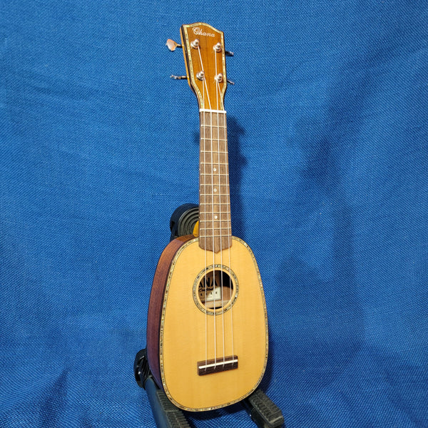 Ohana Pineapple Sopranino TPK-70G All Solid Spruce / Mahogany w Abalone Ukulele h122