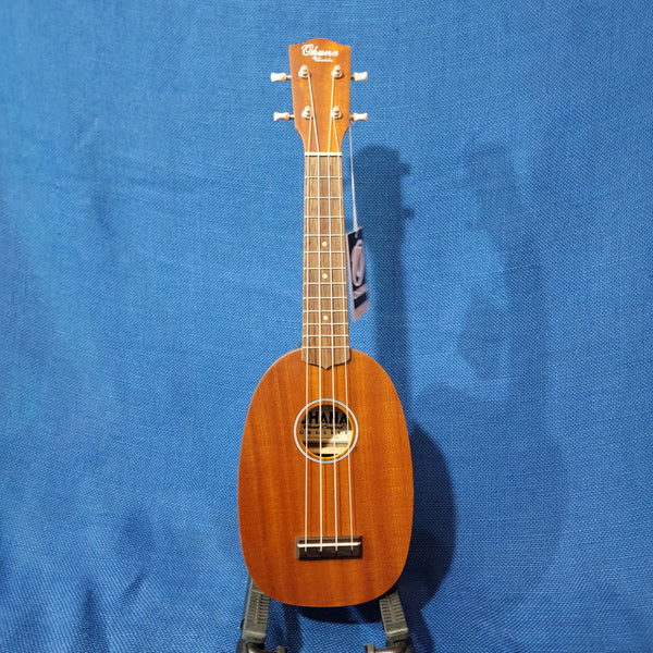 Ohana Soprano Pineapple Starter Pack PK-10 Lam Mahogany Ukulele Bag, Tuner, Strap, Button h228