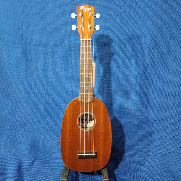 Ohana Soprano Pineapple Starter Pack PK-10 Lam Mahogany Ukulele Bag, Tuner, Strap, Button h230