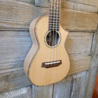 Ohana Concert CK-75CG All Solid Spruce / Flame Maple Cutaway Ukulele h708