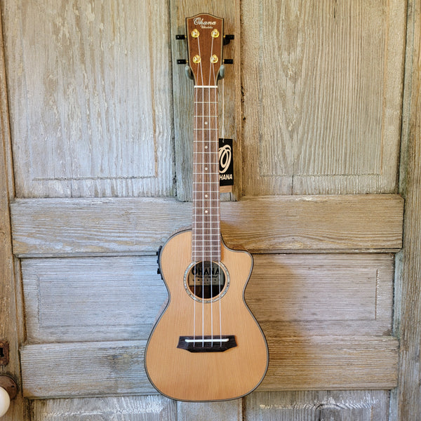 Ohana Concert CK-260GCE All Solid Cedar / Acacia A/E Cutaway Ukulele h752