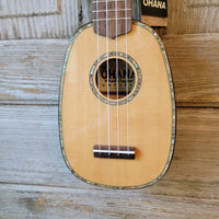 Ohana Pineapple Sopranino TPK-70G All Solid Spruce / Mahogany w Abalone Ukulele h760