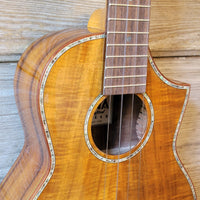 Ohana Tenor TK-7 All Solid Acacia Confort Edge Florentine Cutaway Ukulele h768
