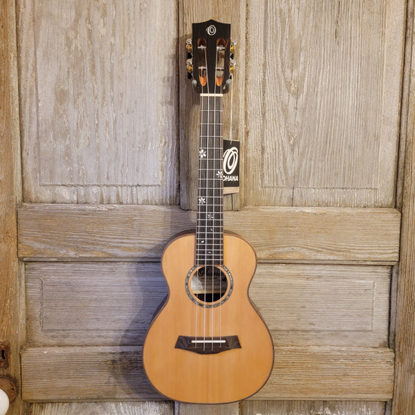 Ohana Concert CK-50ME Solid Ceder Top Laminate Macassar Ebony Slotted Headstock Ukulele h889