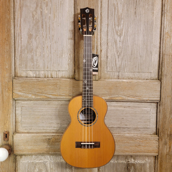 Ohana Tenor TK-50ME Solid Cedar Top Laminate Macassar Ebony Slotted Headstock Ukulele h913