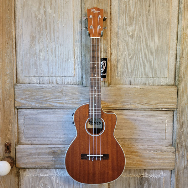 Ohana Tenor TK-20CE Blem Solid Mahogany Top / Laminate Back and Sides A/E Cutaway Ukulele h919