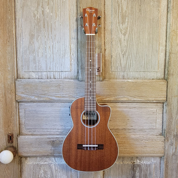 Ohana Tenor TK-20CE Blem Solid Mahogany Top / Laminate Back and Sides A/E Cutaway Ukulele h920
