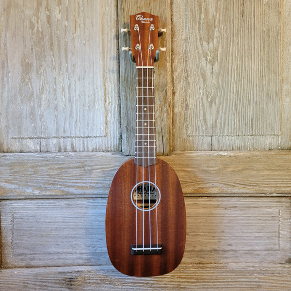 Ohana Soprano Pineapple Starter Pack PK-10 Lam Mahogany Ukulele Bag, Tuner, Strap, Button h921