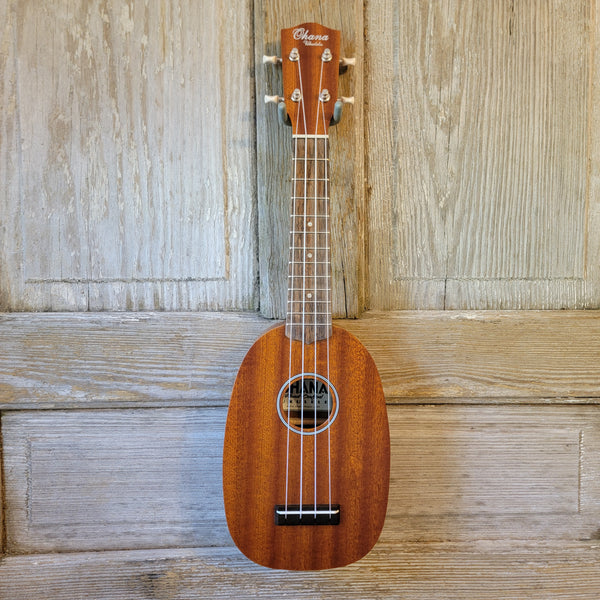Ohana Soprano Pineapple Starter Pack PK-10 Lam Mahogany Ukulele Bag, Tuner, Strap, Button h922