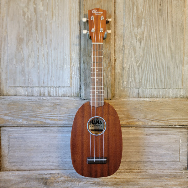 Ohana Soprano Pineapple Starter Pack PK-10 Lam Mahogany Ukulele Bag, Tuner, Strap, Button h925