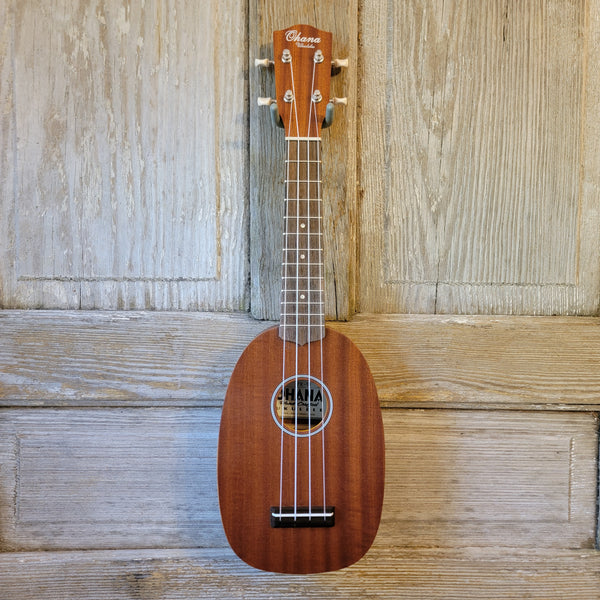 Ohana Soprano Pineapple Starter Pack PK-10 Lam Mahogany Ukulele Bag, Tuner, Strap, Button h926
