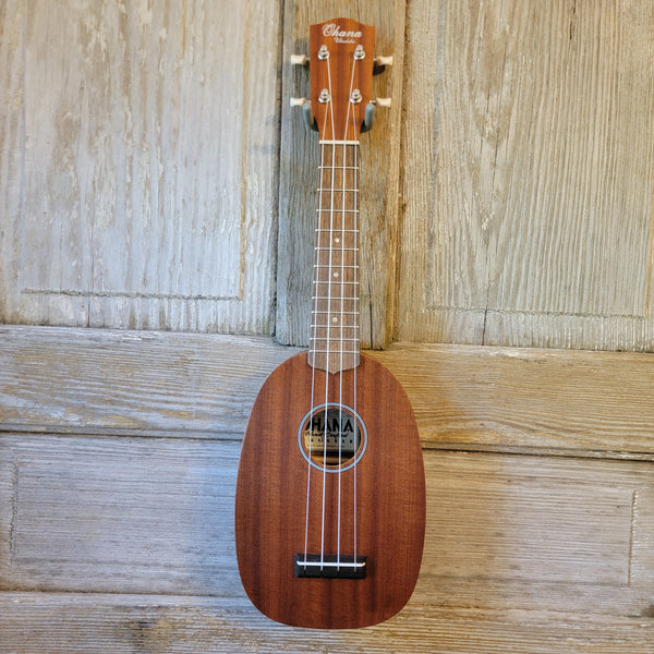 Ohana Soprano Pineapple Starter Pack PK-10 Lam Mahogany Ukulele Bag, Tuner, Strap, Button h928