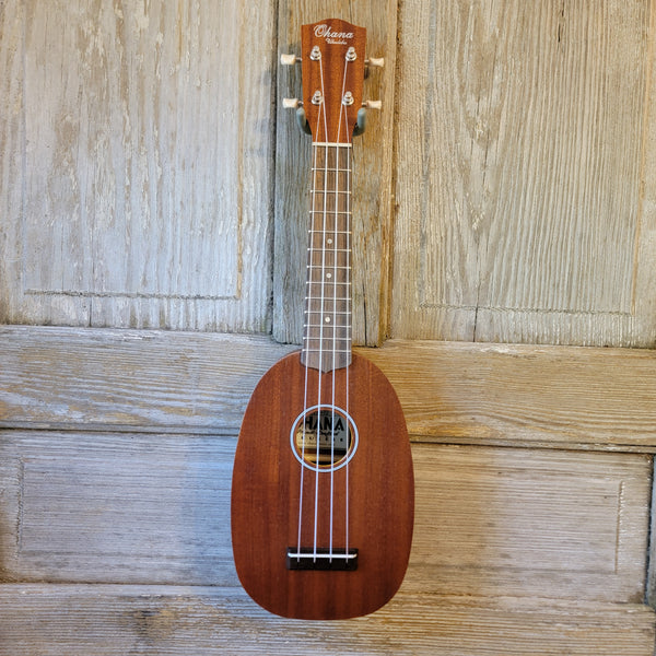Ohana Soprano Pineapple Starter Pack PK-10 Lam Mahogany Ukulele Bag, Tuner, Strap, Button h929