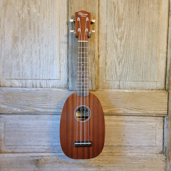 Ohana Soprano Pineapple Starter Pack PK-10 Lam Mahogany Ukulele Bag, Tuner, Strap, Button h930