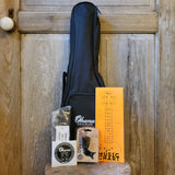 Ohana Tenor Starter Pack TK-10 Blem Laminate Mahogany Ukulele Bag, Tuner, Strap, Button v022