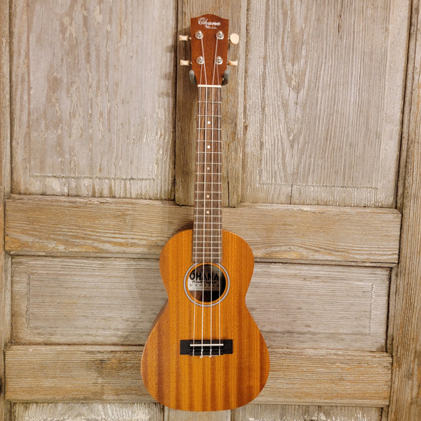 Ohana Concert CK-10 Starter Pack Laminate Mahogany Ukulele, Bag, Tuner, Strap, Button h949