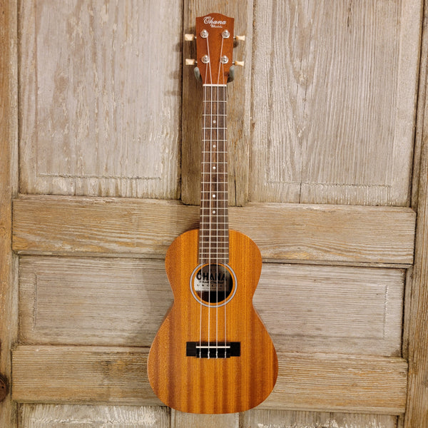 Ohana Concert CK-10 Starter Pack Laminate Mahogany Ukulele, Bag, Tuner, Strap, Button h952