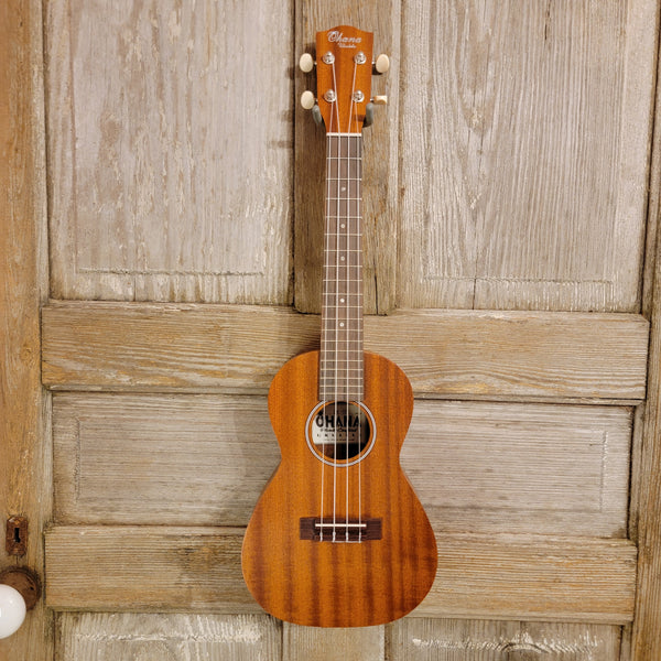 Ohana Concert CK-10 Starter Pack Laminate Mahogany Ukulele, Bag, Tuner, Strap, Button h955
