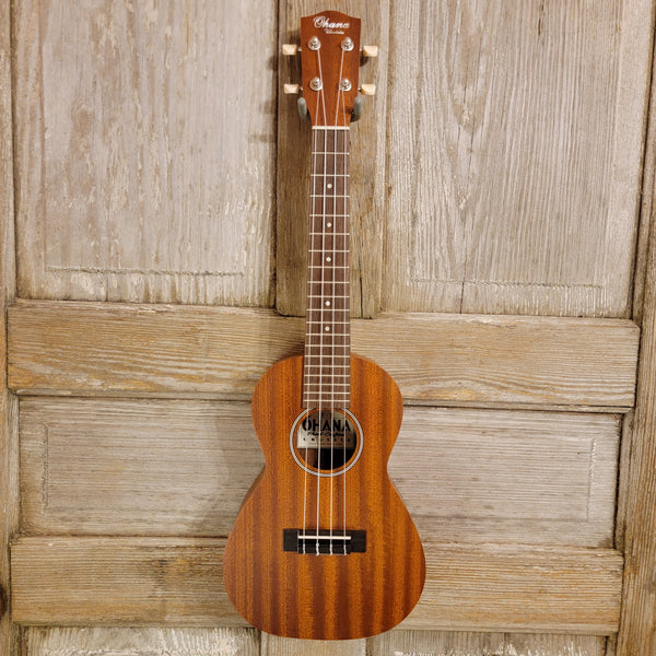 Ohana Concert CK-10 Starter Pack Laminate Mahogany Ukulele, Bag, Tuner, Strap, Button h956
