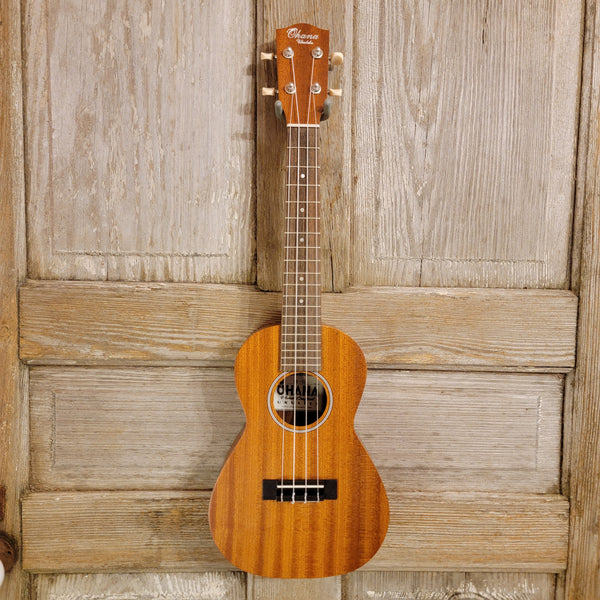Ohana Concert CK-10 Starter Pack Laminate Mahogany Ukulele, Bag, Tuner, Strap, Button h957