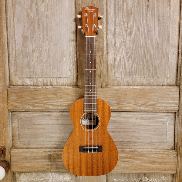 Ohana Concert CK-10 Starter Pack Laminate Mahogany Ukulele, Bag, Tuner, Strap, Button h958