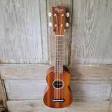 Ohana Soprano Starter Pack SK-10 Laminate Mahogany Ukulele Bag, Tuner, Strap, Button v004