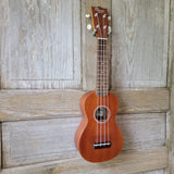 Ohana Soprano Starter Pack SK-10 Laminate Mahogany Ukulele Bag, Tuner, Strap, Button v005