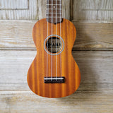 Ohana Soprano Starter Pack SK-10 Laminate Mahogany Ukulele Bag, Tuner, Strap, Button v010