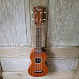 Ohana Soprano Starter Pack SK-10 Laminate Mahogany Ukulele Bag, Tuner, Strap, Button v010