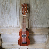 Ohana Soprano Starter Pack SK-10 Laminate Mahogany Ukulele Bag, Tuner, Strap, Button v012