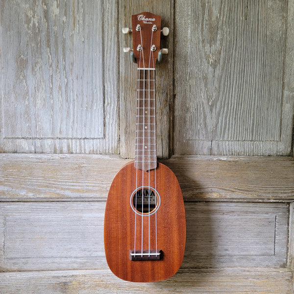 Ohana Soprano Pineapple Starter Pack PK-10 Lam Mahogany Ukulele Bag, Tuner, Strap, Button v015