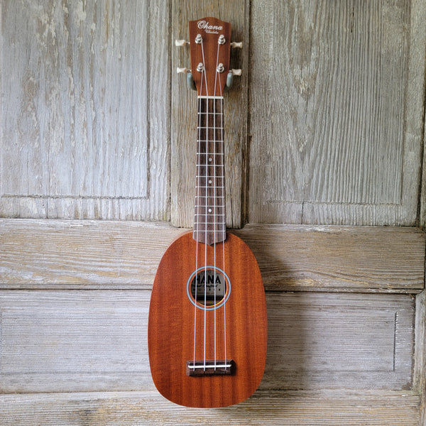 Ohana Soprano Pineapple Starter Pack PK-10 Lam Mahogany Ukulele Bag, Tuner, Strap, Button v018