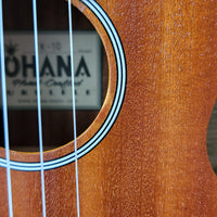 Ohana Tenor Starter Pack TK-10 Blem Laminate Mahogany Ukulele Bag, Tuner, Strap, Button v019