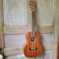 Ohana Tenor Starter Pack TK-10 Blem Laminate Mahogany Ukulele Bag, Tuner, Strap, Button v019