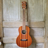 Ohana Tenor Starter Pack TK-10 Blem Laminate Mahogany Ukulele Bag, Tuner, Strap, Button v022
