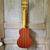 Ohana Tenor Starter Pack TK-10 Blem Laminate Mahogany Ukulele Bag, Tuner, Strap, Button v022