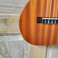 Ohana Tenor Starter Pack TK-10 Blem Laminate Mahogany Ukulele Bag, Tuner, Strap, Button v028