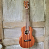 Ohana Tenor Starter Pack TK-10 Blem Laminate Mahogany Ukulele Bag, Tuner, Strap, Button v028