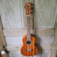 Ohana Tenor Starter Pack TK-10 Laminate Mahogany Ukulele Bag, Tuner, Strap, Button v032