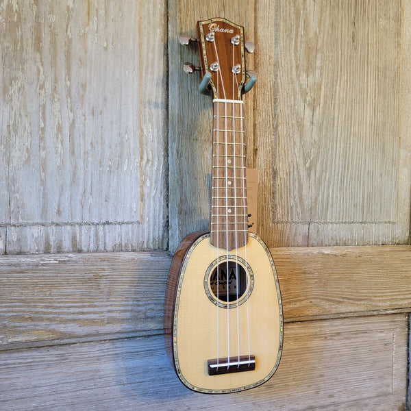 Ohana Pineapple Sopranissimo TTPK-70G All Solid Spruce / Mahogany Teenie Tiny Ukulele v066