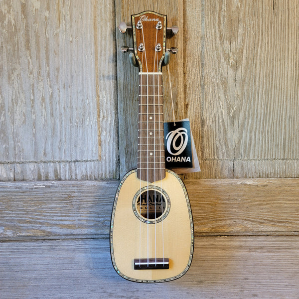 Ohana Pineapple Sopranissimo TTPK-70G All Solid Spruce / Mahogany Teenie Tiny Ukulele v069