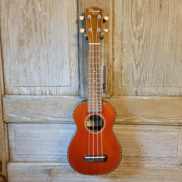 Ohana Soprano SK-50G All Solid Cedar / Rosewood Gloss Ukulele v091