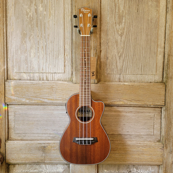 Ohana Concert CK-35CE All Solid Mahogany Cutaway A/E Ukulele v113