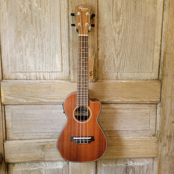 Ohana Concert CK-35CE All Solid Mahogany Cutaway A/E Ukulele v114