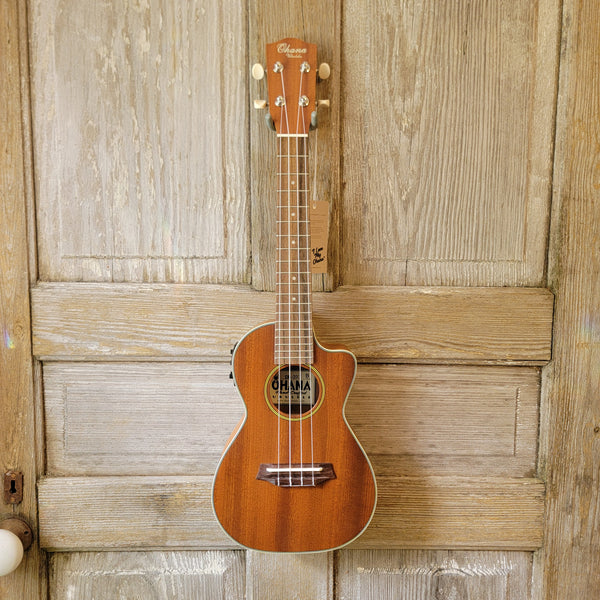 Ohana Concert CK-20CE Blem Solid Mahogany Top / Laminate Back and Sides A/E Cutaway Ukulele v117
