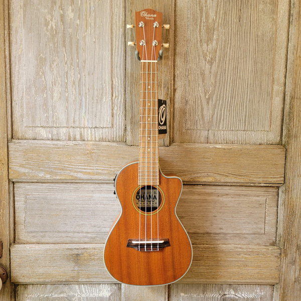 Ohana Concert CK-20CE Blem Solid Mahogany Top / Laminate Back and Sides A/E Cutaway Ukulele v118