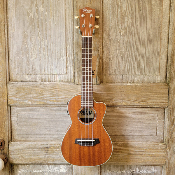 Ohana Concert CK-20CE Blem Solid Mahogany Top / Laminate Back and Sides A/E Cutaway Ukulele v120